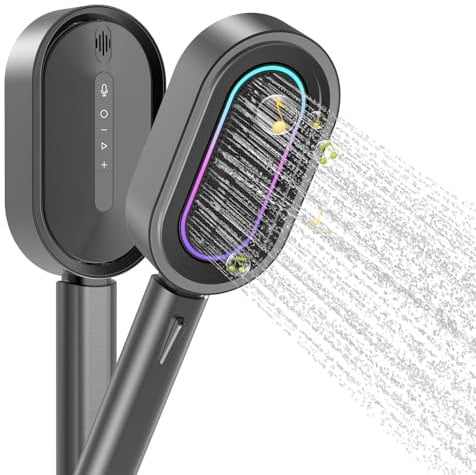 Pommeau de douche avec musique et lumières de couleur LED, système de douche Bluetooth, pommeau de douche multifonction avec fonction d'arrêt, accessoire de salle de bain amusant