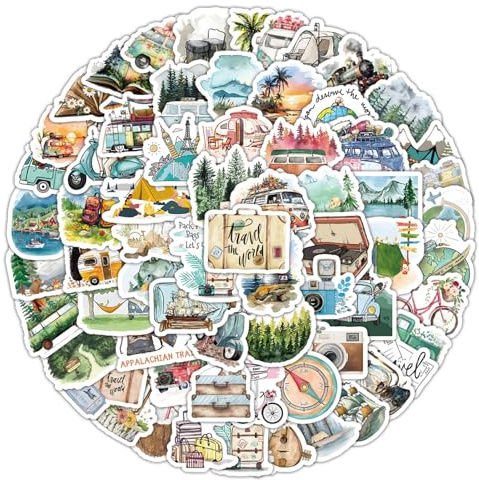 100 Stück Reise Sticker Set, Kreative Scrapbook Aufkleber, Koffer Graffiti Sticker, Fotoalbum Journaling Sticker Zubehör – wasserfeste Deko für Koffer, Handyhüllen und Laptops. (Land Rustikal)