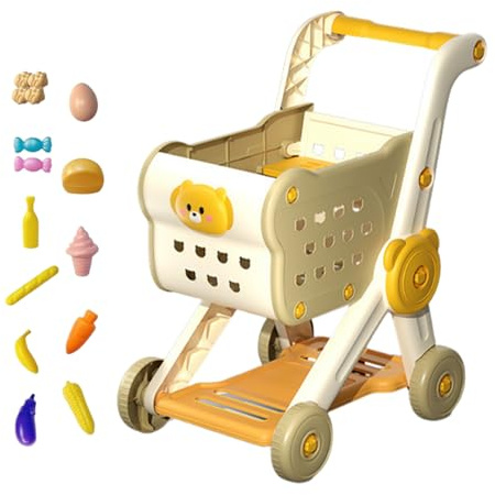 Mini-Supermarkt-Korb für Kleinkinder: Spielzeugladen für Lebensmittel, frühe Entwicklung von Kindern, interaktiver Handwagen, Geschenk im Freien