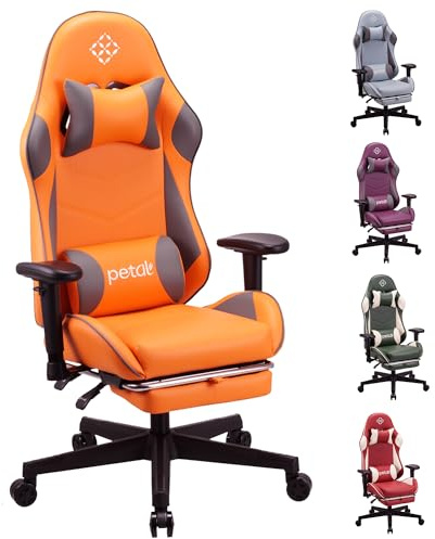 Play haha.Ergonomic reclining seat with footrest adjustable headrest and lumbar cushion high back support padded armrests PU leather finish for gaming home or office use