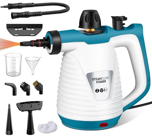 KingSom Dampfreiniger, dampfreiniger handgerät mit 10 Zubehörteilen, Steam Cleaner Handheld, Handdampfreiniger für Zuhause,Tragbarer Dampfreiniger für Entfernt Schmutz und Fett, für Alles