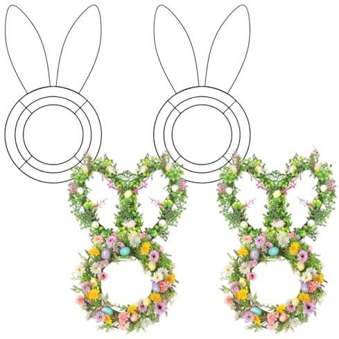 4 Stück Osterkranz-Rahmen, Hasene/Ei/Karotte Frühlingskranz-Rahmen Osterdeko zum Aufhängen Drahtkranzrahmen Metalldrahtring für DIY-Bastelprojekt, Osterdekorationen, Frühlingsdeko