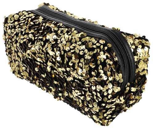 Trousse de Maquillage à Paillettes Carrée 1 Pièce, Légère et Portable | Oxford Velours, Grand Format Multifonction, pour Voyage et Sortie, Style Mode Doré Style Aléatoire