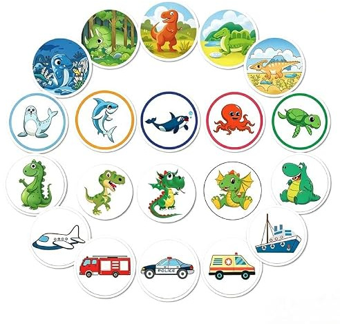 20 Pcs Potty Training Stickers- Color Changing Toilet Training Stickers Set Includes Ocean, Dinosaur, Vehicle & Dinosaur
