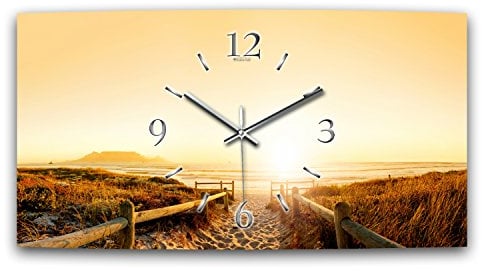 Kreative Feder Designer-Wanduhr Chill Out Funkuhr in modernem Design Made in Germany (Chill Out, 80x40cm leises Funkuhrwerk)