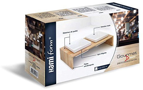 HAMIFORM Double gamelle en Bois et céramique pour Chat