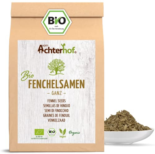 Graines de fenouil entières bio 1000g | infusion de fenouil | goût doux et sucré | idéal pour la préparation de plats de pâtes, de soufflés & d'infusions réchauffantes | vom Achterhof