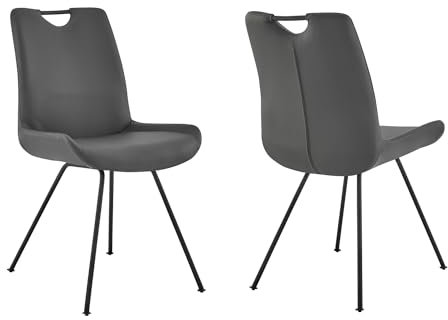 Armen Living Coronado Esszimmerstühle, Kunstleder, grau, 19,5 x 35,5 x 24,5