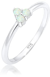 Elli Ring Damen Bandring Opal Kreis Geo Trio Trend in 925 Sterling Silber