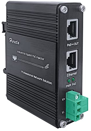 Hardened Industrial Gigabit PoE++ Injector 12-48VDC Input with DIN-Rail and Wall Mount Connecting The IEEE 802.3 at PoE Device (95W)