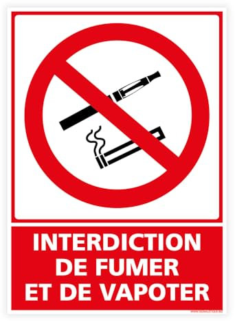 Panneau - Interdiction de Fumer et de Vapoter - Aluminium 2 mm - Dimensions 150 x 210 mm - Protection Anti-UV