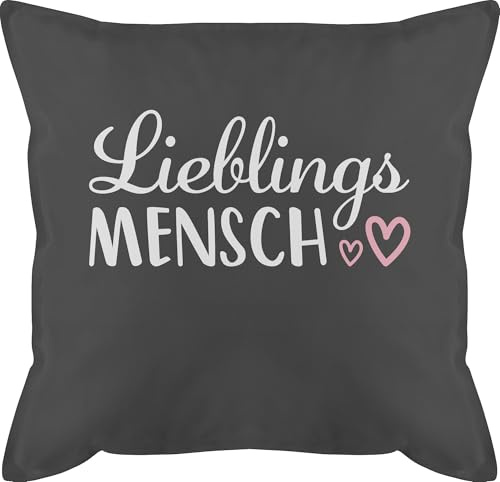Kissen 50x50 - Valentinstag Partner Ideen - Lieblingsmensch Schriftzug - 50 x 50 cm - Grau - partnerkissen pärchen geschenke walentinstag love mit füllung partnerpillow jahrestag geschenk fuer ihn