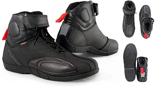 Scarpa Stivale Moto Calzatura Sportiva Moto Pelle Nero Classica (46 EU)