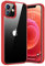 TORRAS Military Diamond Clear iPhone 12 Case/iPhone 12 Pro Case [NO.1 Anti-Yellowing] [Military Shockproof Protection] Hard Back with Silicone Bumper iPhone 12 Cover with Screen Protector-Red Rim