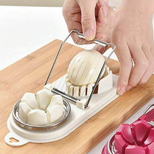 Multi Tool Wedger Slicer Heavy Duty Slicing Styles Multifunctional Kitchen Tool Dual Egg Dicer Salad Slicer for Hard Boiled Eggs Great for Button Mushrooms and Strawberries Pack of (1, Double)