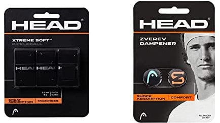 HEAD Unisex-Erwachsene Xtremesoft Griffband, schwarz, Einheitsgröße & Unisex Zverev Dampener Tennis D mpfer, BlauGrün Hot Lava,Einheitsgröße EU
