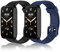 WD&CD 2 Pack Bracelet Compatible pour Xiaomi Mi Band 7 Pro Noir + Marine Bleu, Bracelet de Remplacment en TPU Silicone Réglable Compatible pour Mi Band 7 Pro
