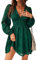 CUPSHE Women's Lace Mini Dress Long Sleeve Floral Print A Line Dress for Party Bodycon Green S