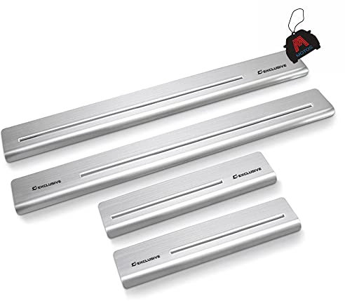 Satin Baguettes de seuil en acier inoxydable pour Renault Clio III 2005-2011 3 -porte. Confort de conduite accru grâce aux plaques de seuil résistantes aux acides - Protection contre les rayures