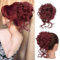 Dutt Haarteil Rot Gelockt Haargummi Mit Haaren Hochsteckfrisuren Haarverlängerung Messy Bun Haarteile für Damen Mädchen Weinrot