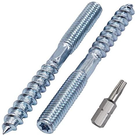 SKIR'CO (6 pièces) Boulons de suspension M8 x 80 mm, vis à tête cylindrique à double filetage, Boulons à double tête