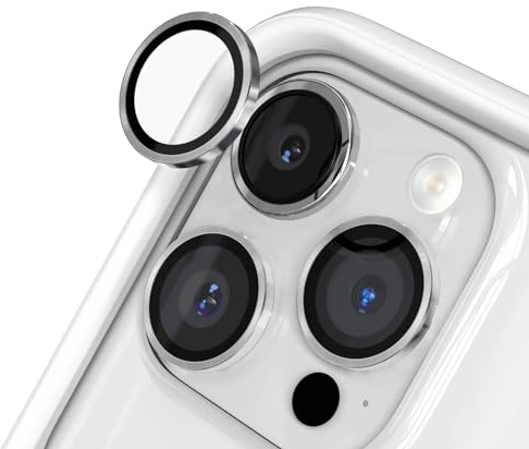 RHINOSHIELD【3er Pack】 Schutz für Smartphone-Kamera kompatibel mit [iPhone 15 Pro / 15 Pro Max] | Fingerabdruck- und kratzresistentes Schutzglas mit Aluminium Ring für hohe optische Klarheit - Silber