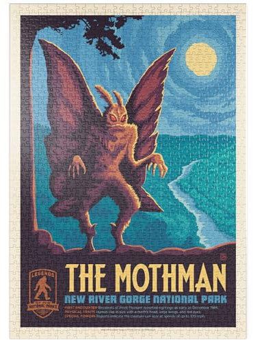 MyPuzzle Legends of The National Parks: New River Gorge's Mothman, Vintage Poster - Premium 1000 Teile Puzzle - MyPuzzle Sonderkollektion von Anderson Design Group