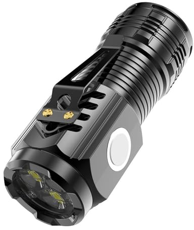 Nuziku Mini linterna de monstruo de tres ojos, linternas pequeñas magnéticas LED superbrillantes con 5 modos de iluminación, linterna de bolsillo recargable con diseño de abrazadera de acero