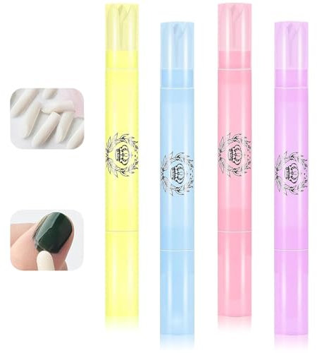 SERADIOO Nail-Polish-Removers DIY Manicure Pen, 4Pcs Cotton Nibs Nail Edge Cleaning Tool with Makeup Remover Pen Holder