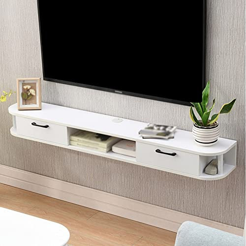 Générique Meuble TV Flottant, Meubles TV muraux en Bois avec Trou de Gestion des câbles, Meuble TV Suspendu pour Petite Chambre d'appartement/Blanc / 150 cm