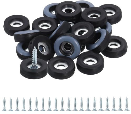 sourcing map 20 feltrini per mobili, 1,9 cm, protezioni rotonde per gambe della sedia in PTFE, cuscinetti a vite per mobili con vite, piedini per sedie per moquette e pavimenti in legno duro