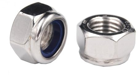 Yesmin 12 PCS M8 Hex Nuts,Stainless Steel Lock Nuts,Nylon Insert Lock Nuts,Self-Locking Nuts For Bolts and Screws-M8