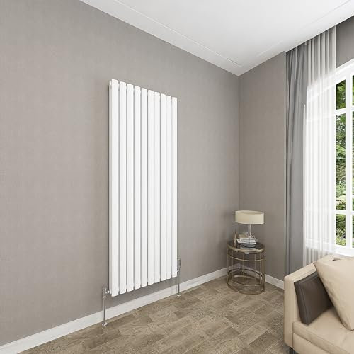 Sky bathroom | 1600x590mm - Modern White Vertical Double Panel Oval Column Radiator Central Heating Designer Radiator