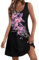 Generic Robe Femme Ete Robe Fleurie Imprimé Libre Tunique Robe Pas Cher Loisir Swimg Mi-Longue Robe Longueur Genou - Col Rond - Robe D'été - Robe De Plage Rose M