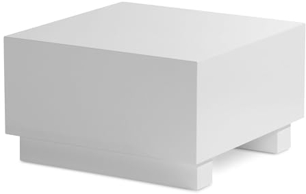 FineBuy Couchtisch MONOBLOC 60x60x35 cm Weiß Hochglanz, Wohnzimmertisch Cube Quadratisch, Design Sofatisch, Lounge Kaffeetisch Würfel-Form