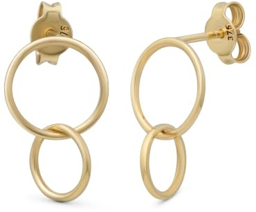 SuzanGold® Tangled Ohrringe Damen | 333 Echtgold Ohrstecker mit ineinander verschlungenen Ringen | Nachhaltig & Elegant | Minimalistisches Design