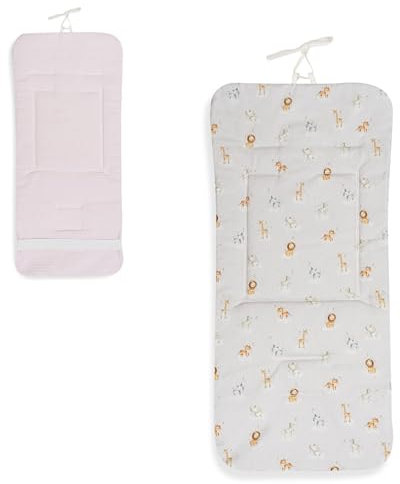 Colchoneta Universal Transpirable de Algodón 100% para Silla de Paseo, Comodidad de Verano en Cochecitos y Asientos de Carro (DC037 Rosa)