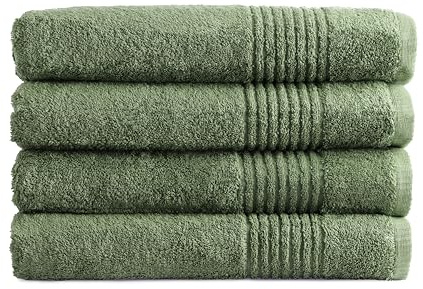PHLOX Handtuch Set 70 x 140 cm – (4 Stück) 100% Baumwolle Badehandtücher – Oeko-Tex Made in Green Zertifiziert | 600 g/qm | Weiche & Saugfähige Badetücher Set – Premium Qualität - Grün