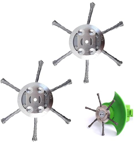 Frundoo 2 Stück Unkrautbürste Freischneider,Unkrautbürste für Rasentrimmer,Garten-Rasentrimmerkopf-Rasenmäher Freischneider Zubehör,Unkrautbürste Freischneider,Drahtbürste Freischneider
