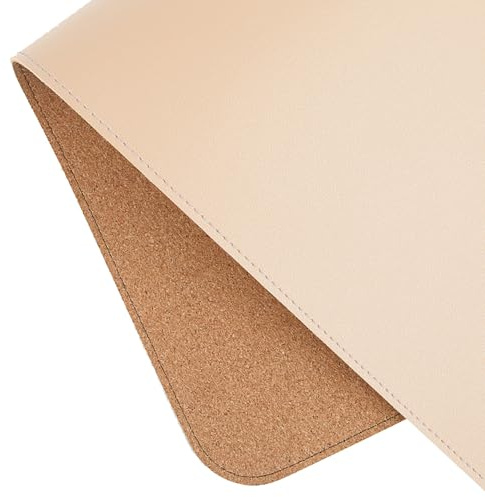 Sous-main de bureau en liège, protection de bureau double face, couverture de bureau en cuir pour bureau, maison/décoration, tapis de souris étendu pour ordinateur portable (100 x 50 cm, abricot)