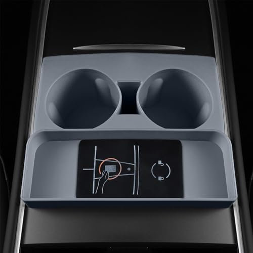 Celdelin Model Y Model 3 Cup Holder with Storage Compartment,2 in 1 Cup Holder for Model 3 Model Y 2021-2023,Tesla Cupholder Insert (M3/My-Gray)