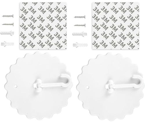 Siliget 2 Set Mosquito Net Hooks, Ceiling Hooks With Base Screws, Super Glue Dome Bed Canopy Accessories, Nail-Free for Home