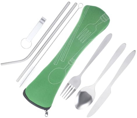 SHOWERORO Küchenbesteck-set Mit Löffel Edelstahl-essgeschirr Für Familie Party Camping Picknick Tragbares Besteck Mit Aufbewahrungstasche