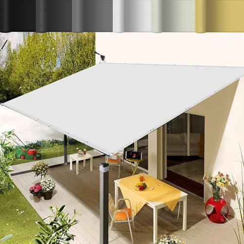 Waterproof Shade Cloth for Pergola 2.4 x 7.5 m, Durable Patio & Garden Canopy, Outdoor Sun Protection Screen, Securely Attached, White Color for Terrace & Backyard