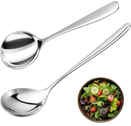 Small Ladle, 2pcs Stainless Steel Soup Spoons, 17cm+20.5cm, Silver | Ladles For Soup Small, 2pcs Soup Stainless Steel Spoons For Serving, Cooking, Kitchen Utensils, Hotel