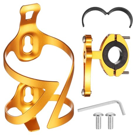 QUARKZMAN Flaschenhalter Fahrrad Leichtesgewichtige Aluminium Motorrad Gold | Trinkflaschenhalter, Mit Halterung für Fahrrad Motorrad Lenker