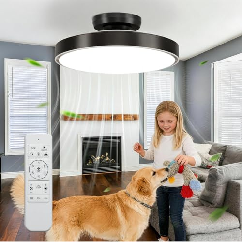 Maxled, Light is Led! Silencioso Sin Aspas Ventilador de Techo 56W Motor DC 24W 3000K-6500K Regulable Temporizador Lámpara Ventilador de Techo y Mando a Distancia 6 Velocidades Temporizador Memoria