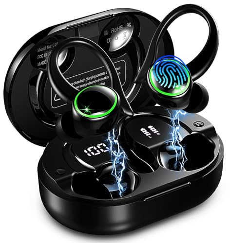 Matast Bluetooth Kopfhörer 5.4 Sport, Bluetooth Kopfhörer mit 6D Bass Stereo, 50 Stunden Kopfhörer In Ear Geräuschunterdrückung ENC und 4 HD Mics, HiFi Kopfhörer LED Display, IP7 Wasserdicht Kabellose