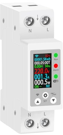 BSEED Compteur d'énergie Connecté WIFI, LCD Display Compteur Electrique Surveiller Intelligemment la Consommation,Protection d'alarme, Reclusion Automatique, Compatible avec Alexa/Tuya