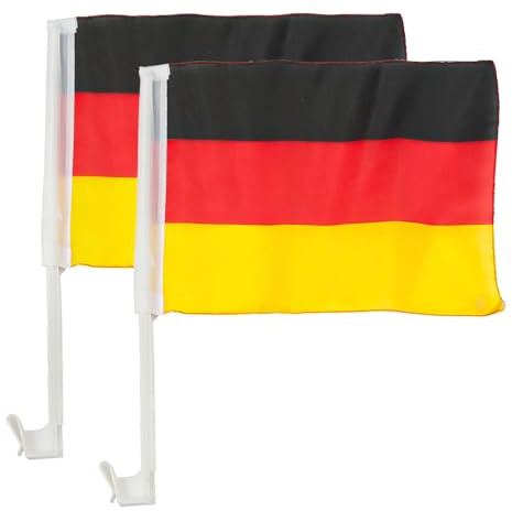 2er Set Autofahne Deutschland ca.30x20cm - Flagge Fußball Fanartikel Auto Deko EM Fahne für Autofenster